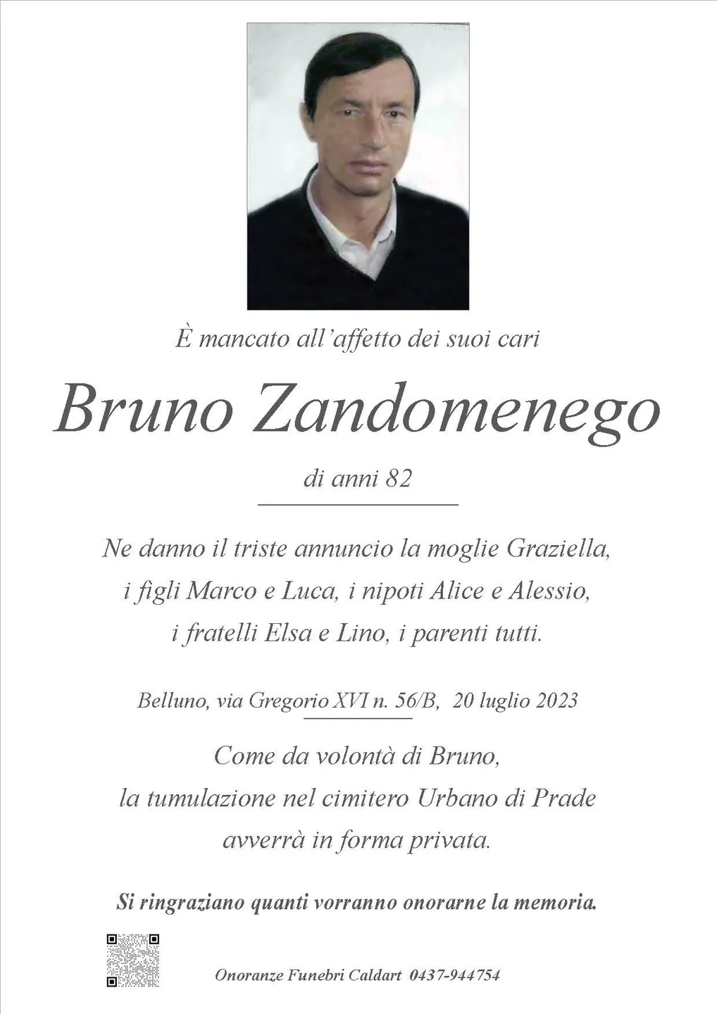 Epigrafe di Bruno Zandomenego