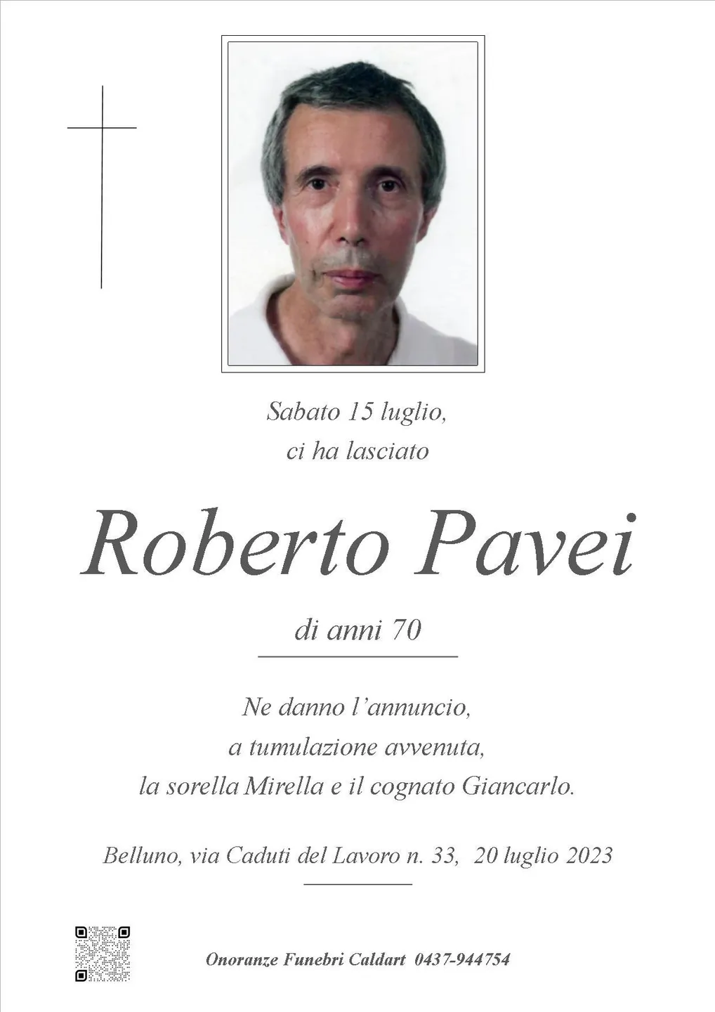 Epigrafe di Roberto Pavei