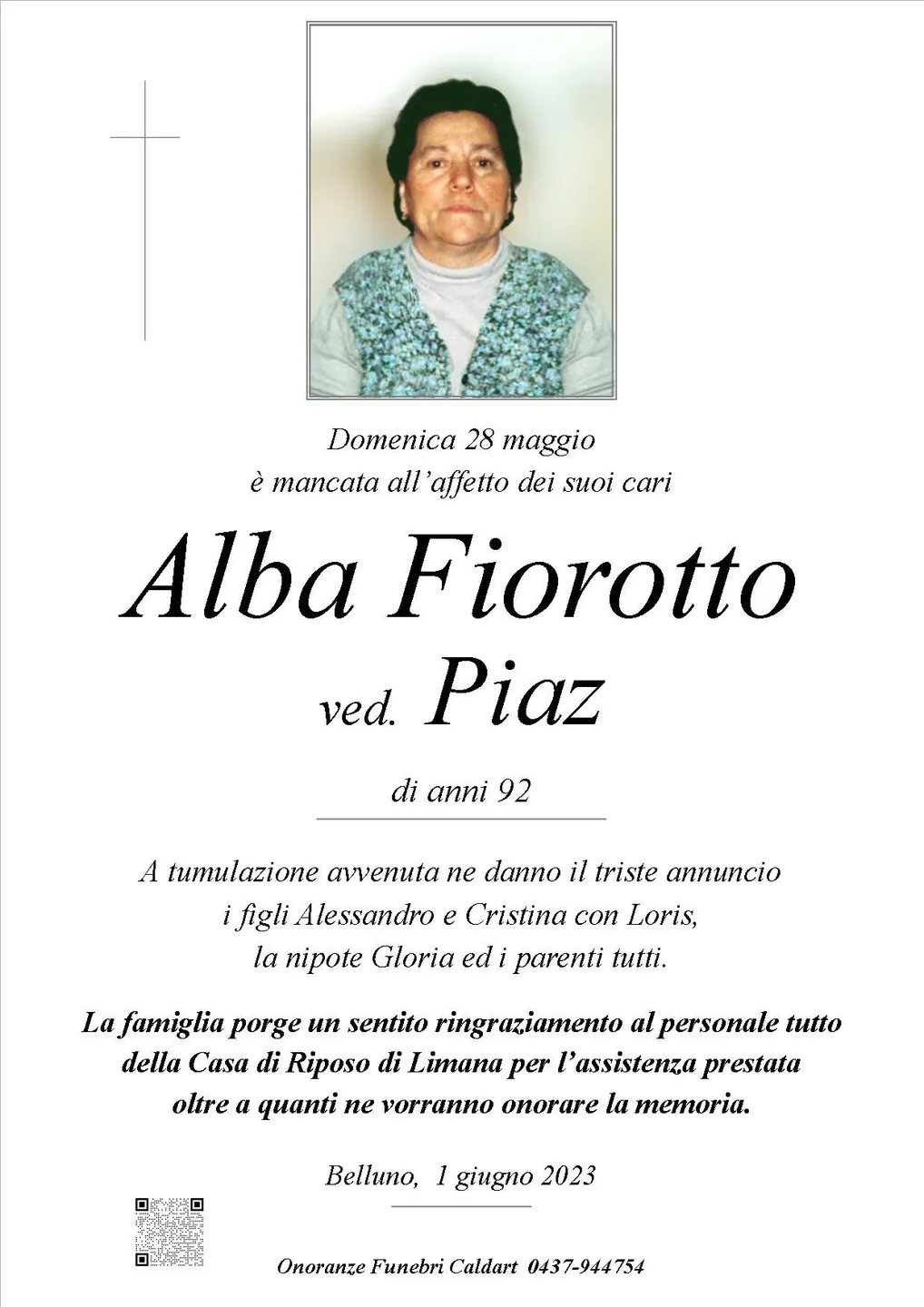 Epigrafe di Alba Fiorotto Piaz