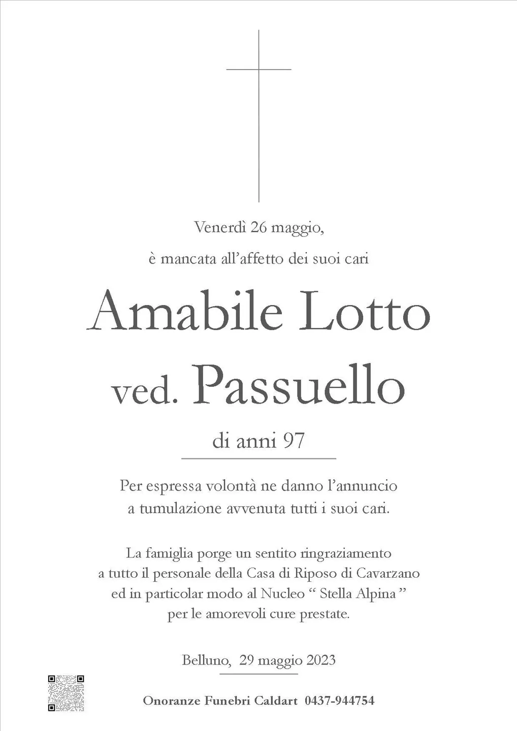 Epigrafe di Amabile Lotto Passuello