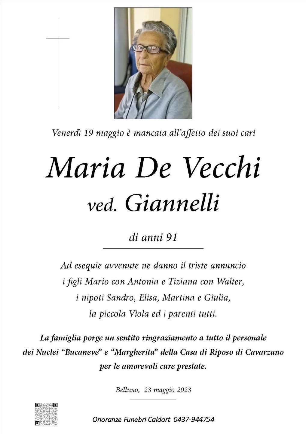 Epigrafe di Maria De Vecchi Giannelli