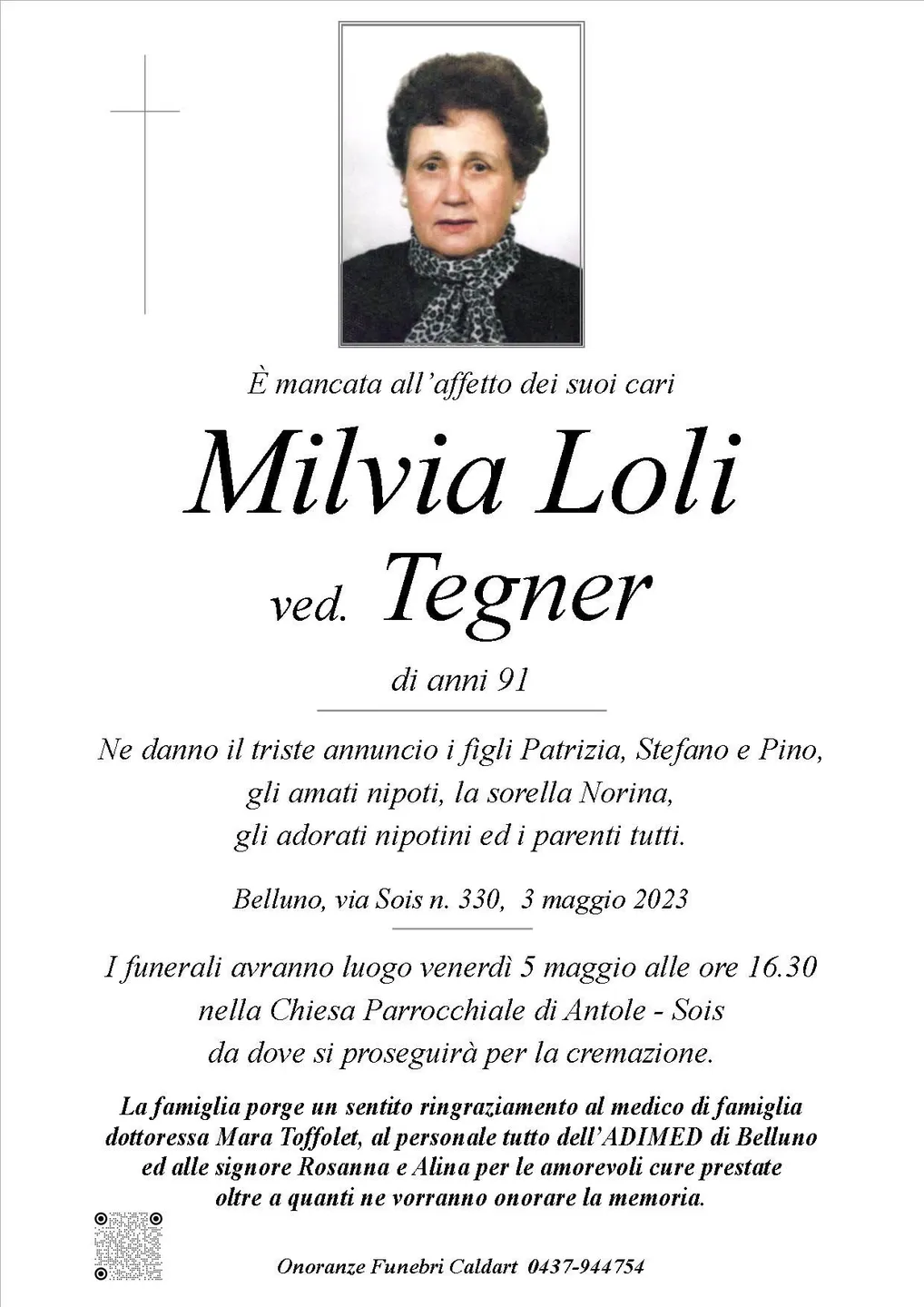 Epigrafe di Milvia Loli Tegner