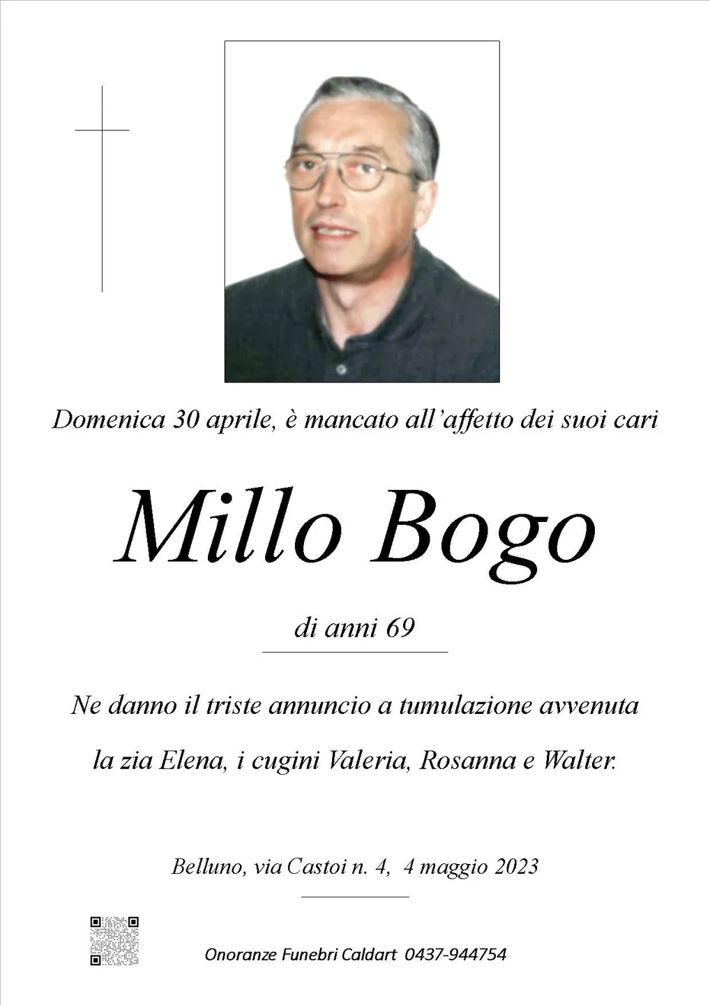 Epigrafe di Millo Bogo