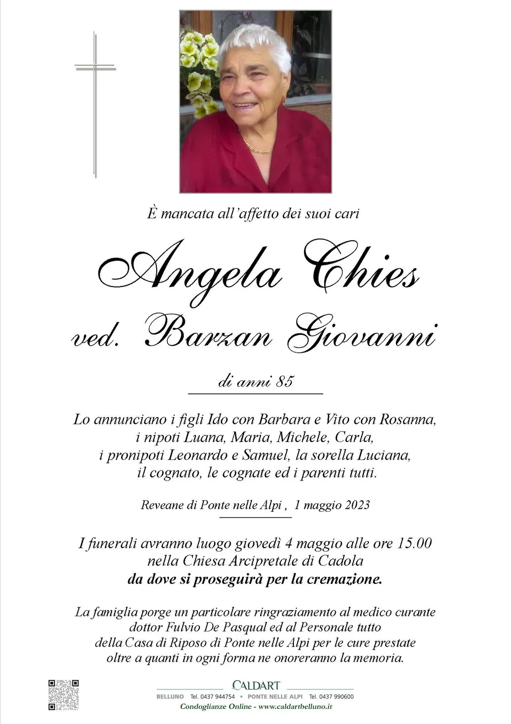 Epigrafe di Angela Barzan Chies