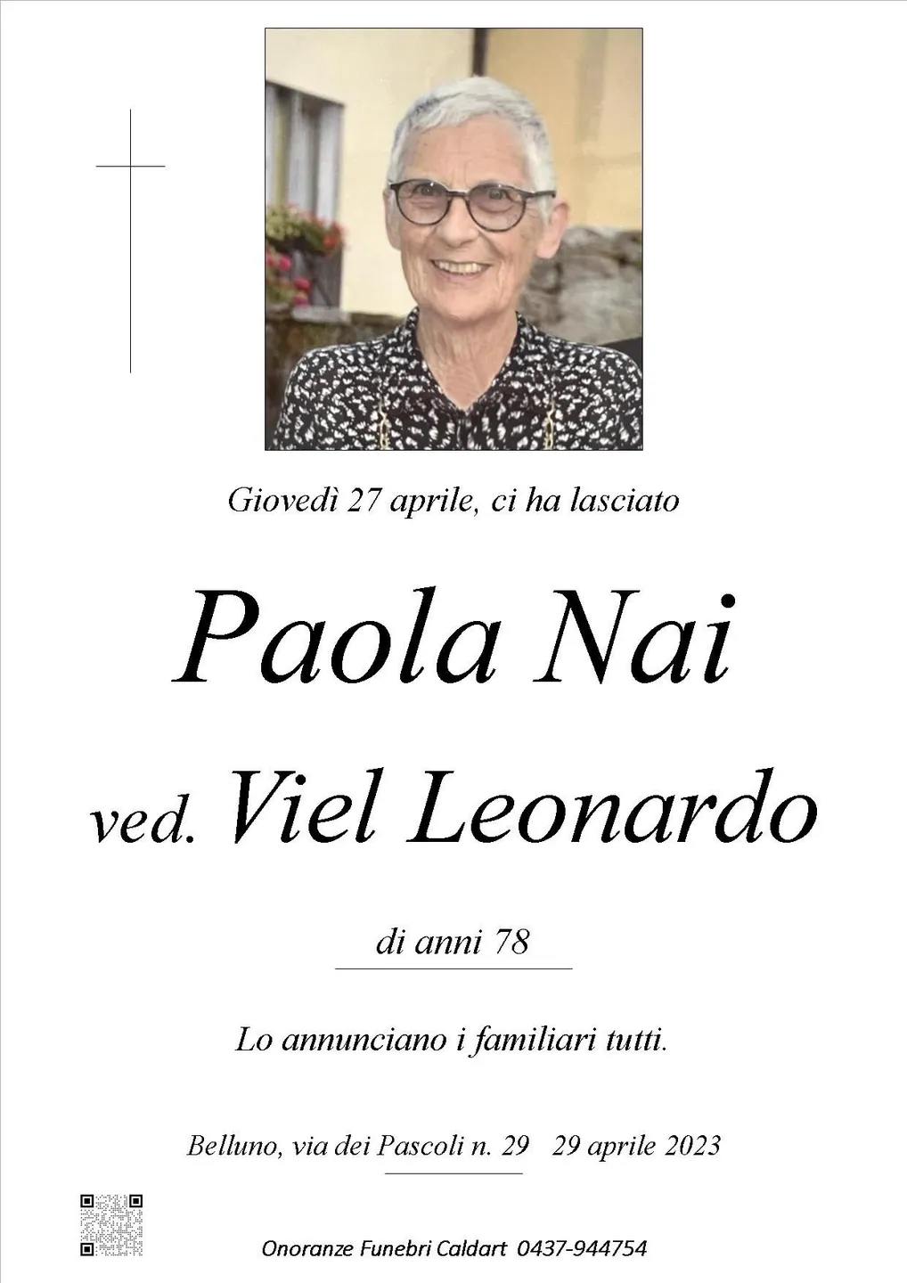 Epigrafe di Paola Nai Viel Leonardo