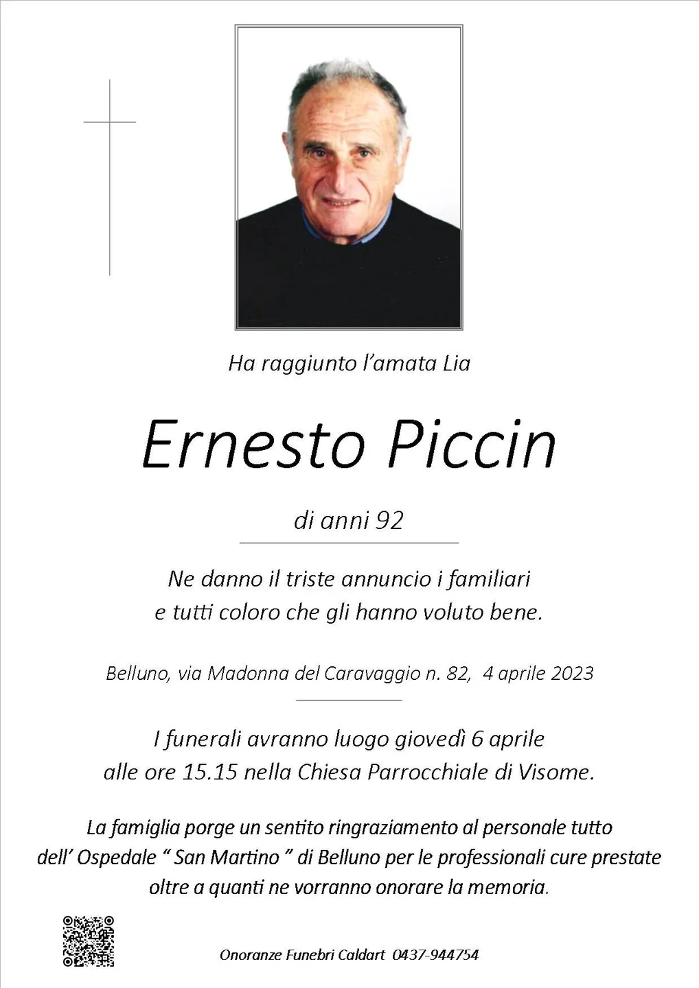 Epigrafe di Ernesto Piccin