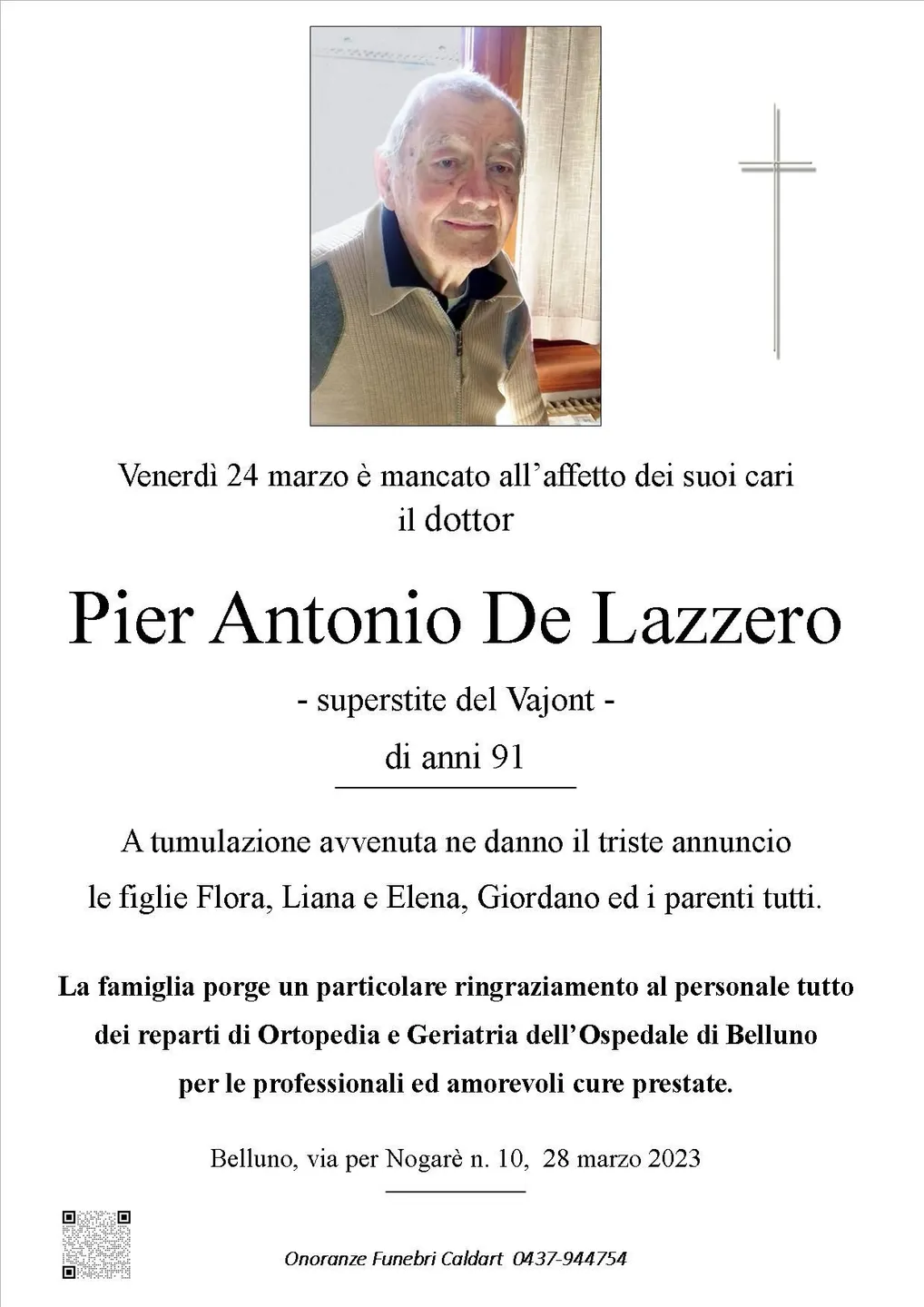 Epigrafe di Pier Antonio De Lazzero