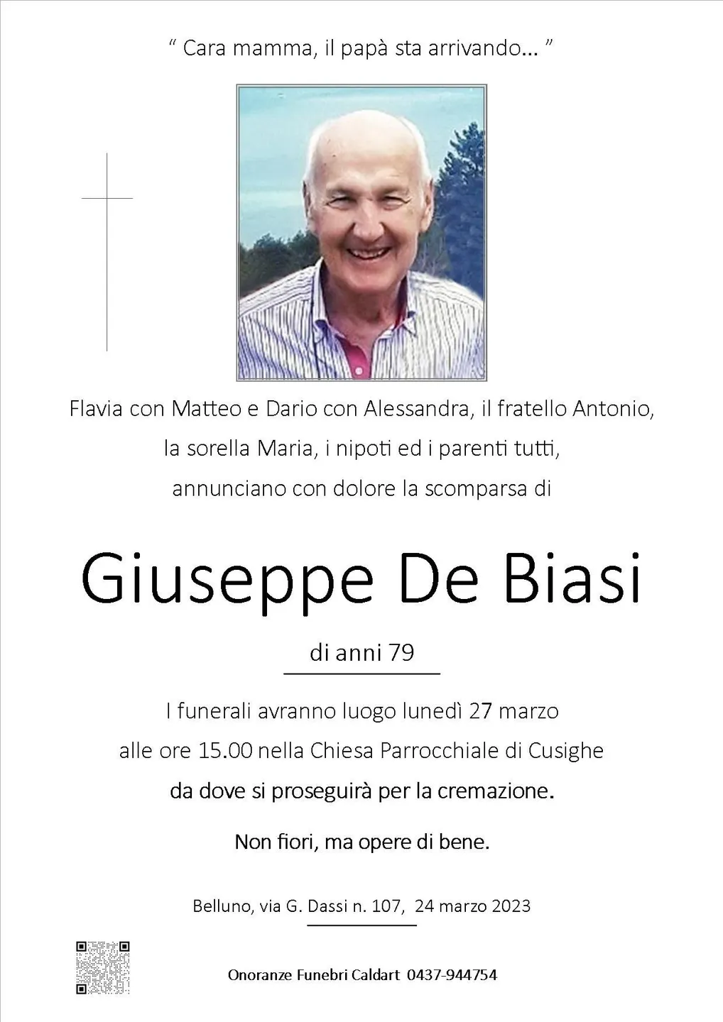 Epigrafe di Giuseppe De Biasi