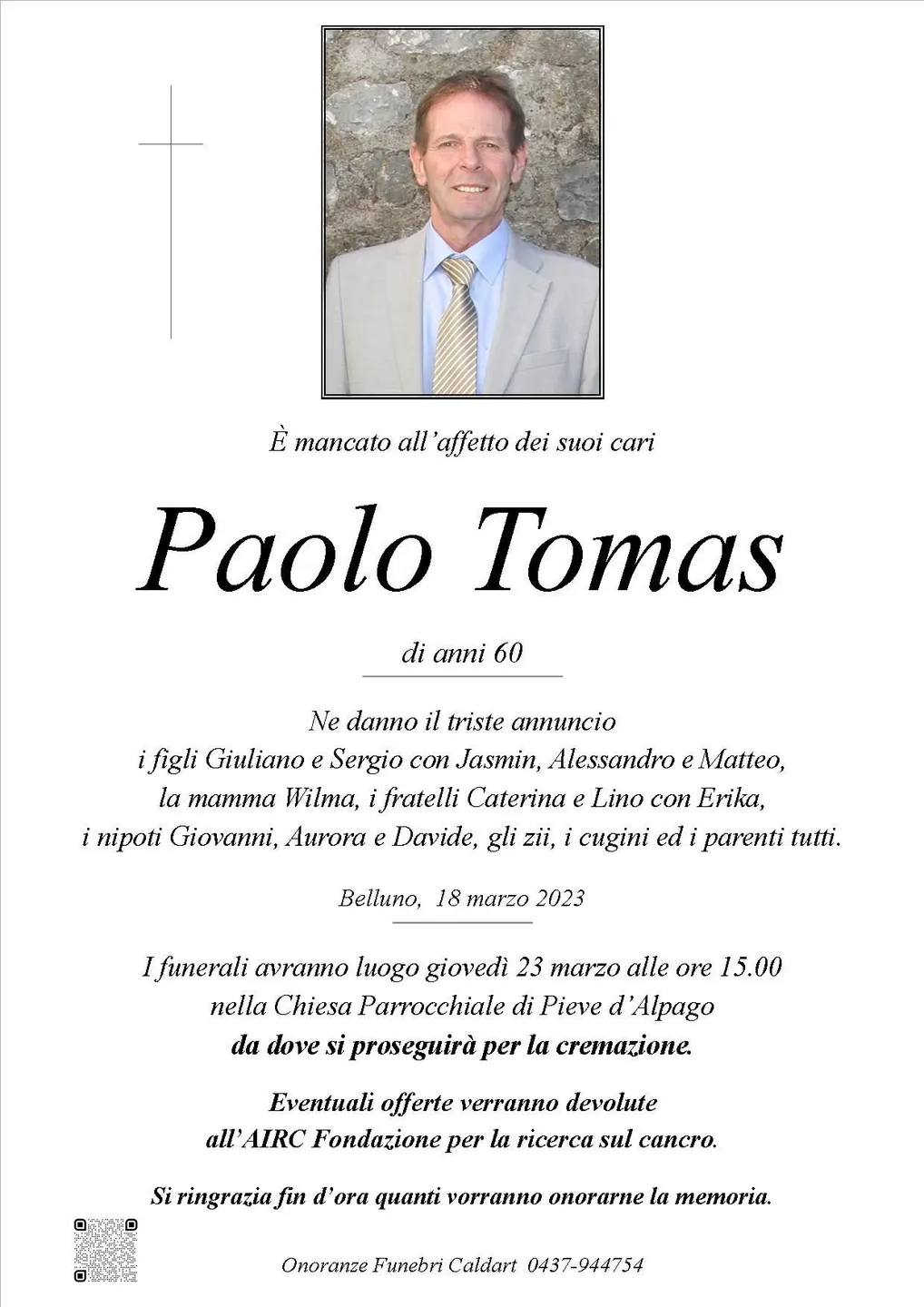 Epigrafe di Paolo Tomas