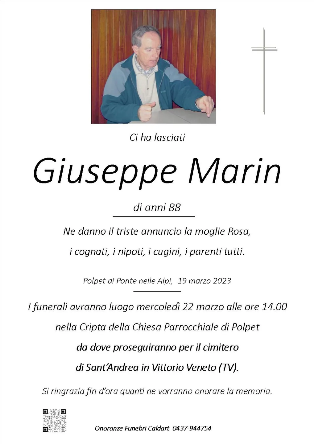 Epigrafe di Giuseppe Marin