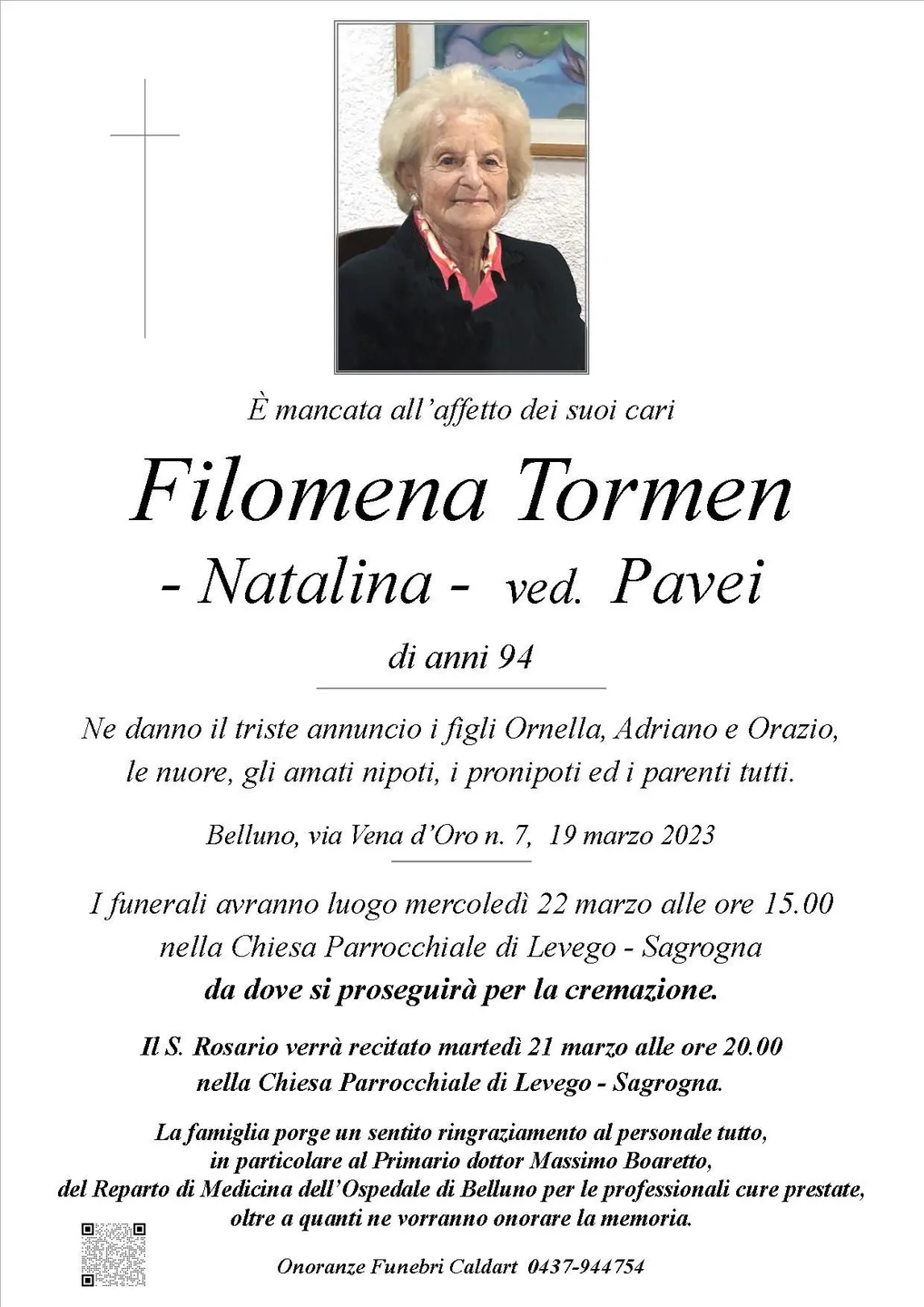 Epigrafe di Filomena Tormen