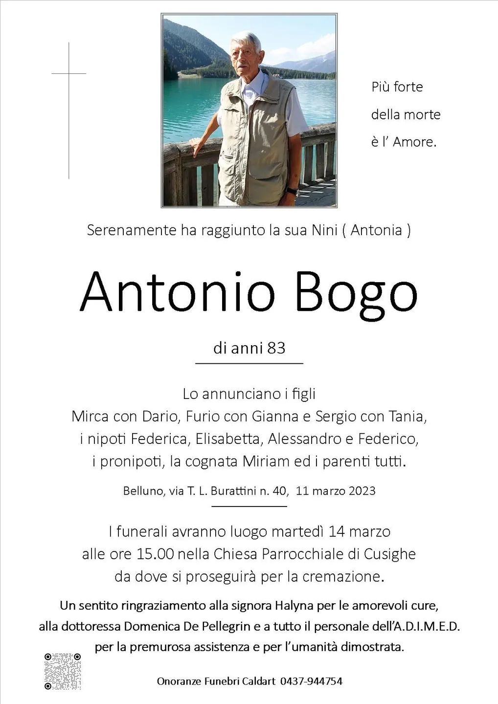 Epigrafe di Antonio Bogo