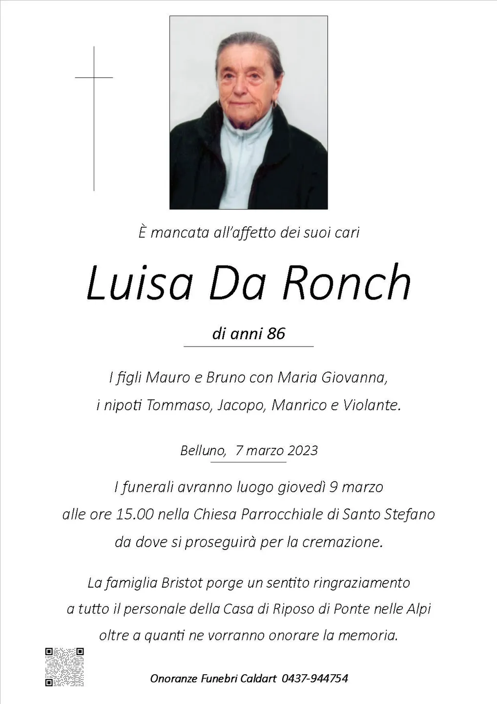 Epigrafe di Luisa Da Ronch