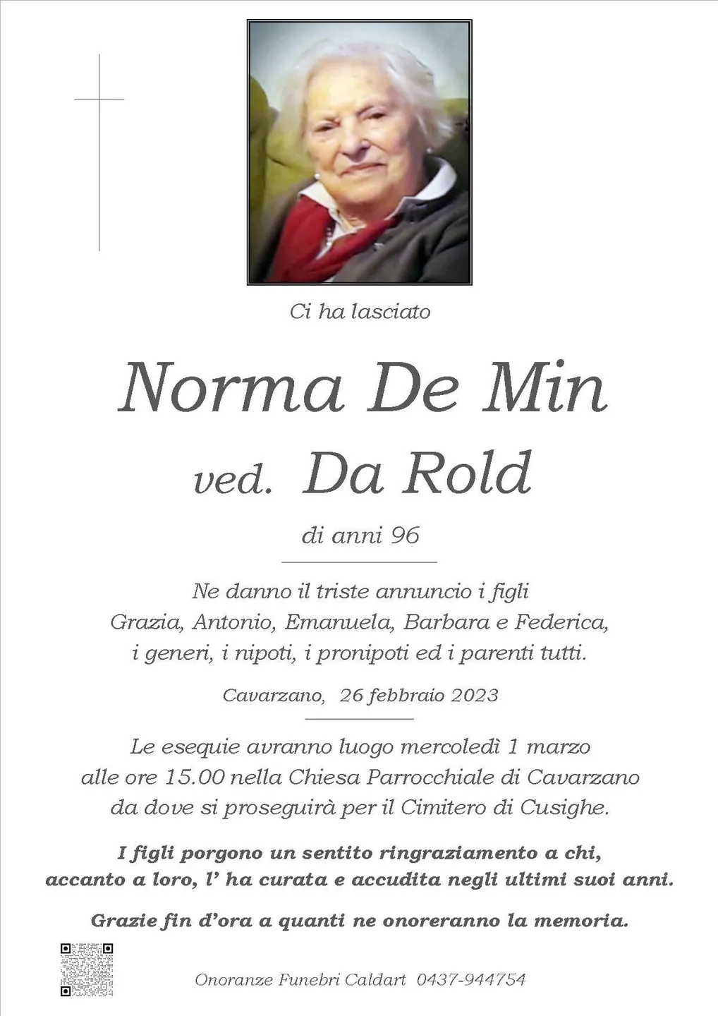 Epigrafe di Norma De Min