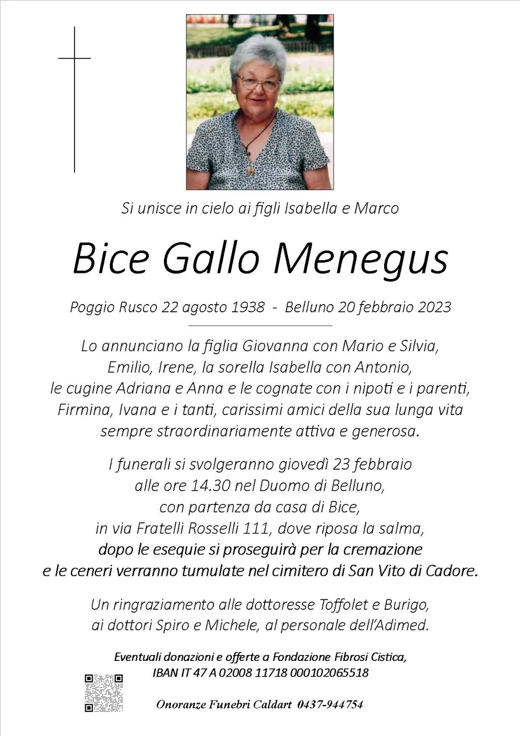 Epigrafe di Bice Gallo Menegus