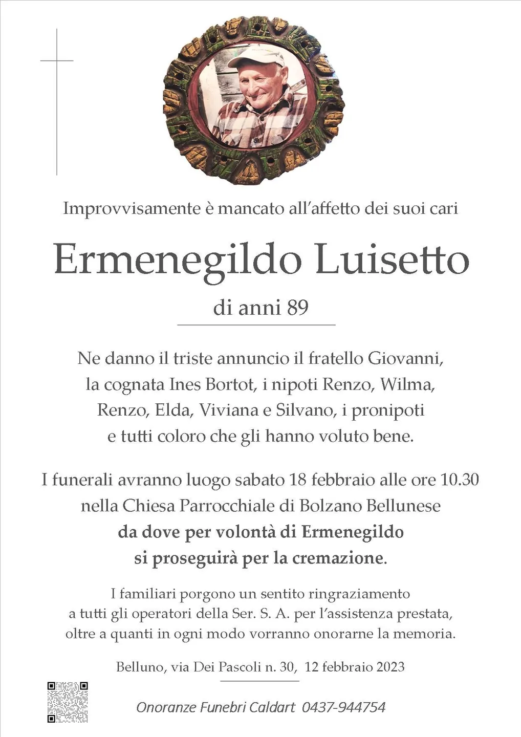 Epigrafe di Ermenegildo Luisetto