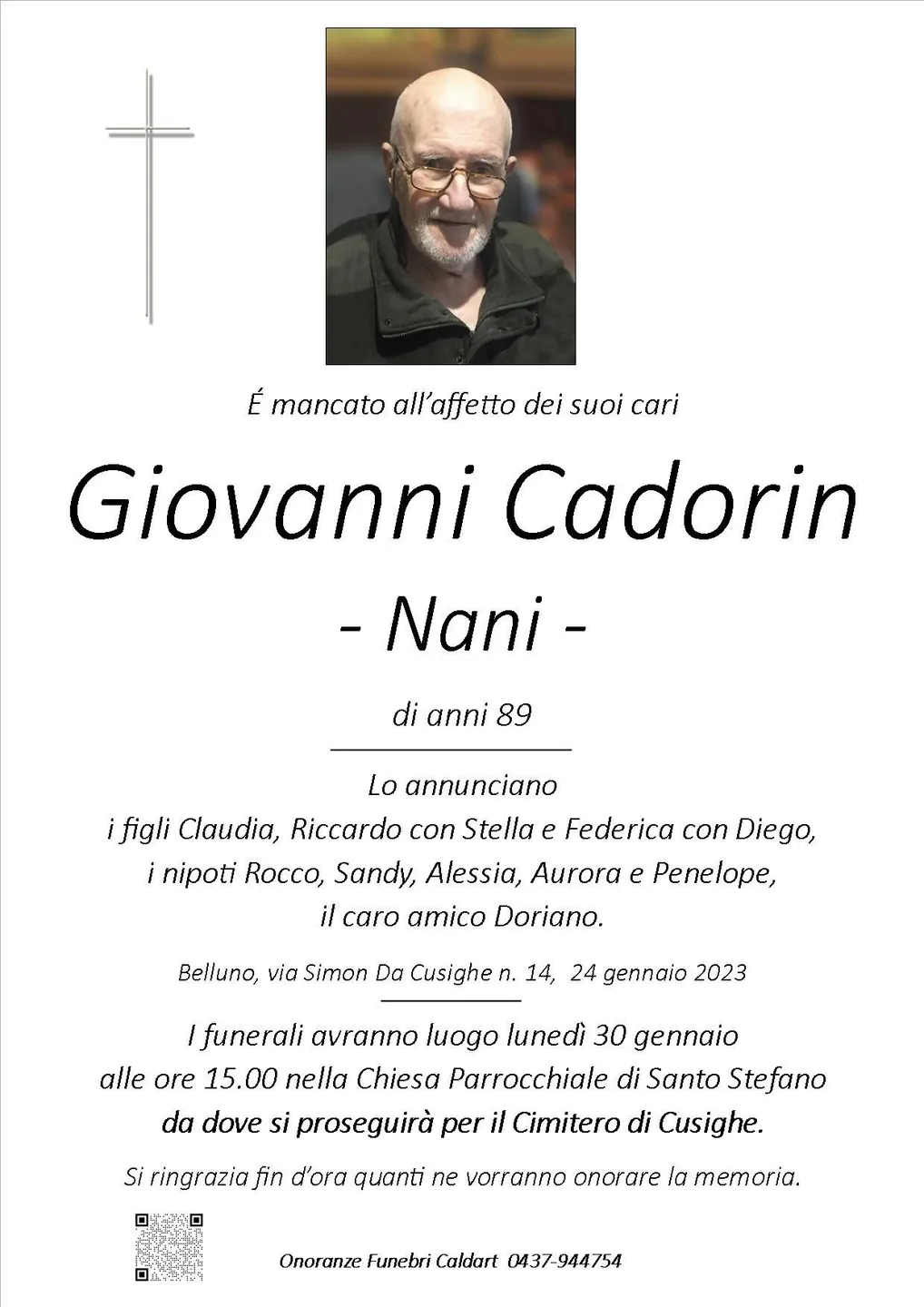 Epigrafe di Giovanni Cadorin