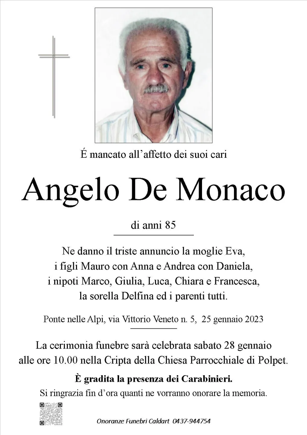 Epigrafe di Angelo De Monaco