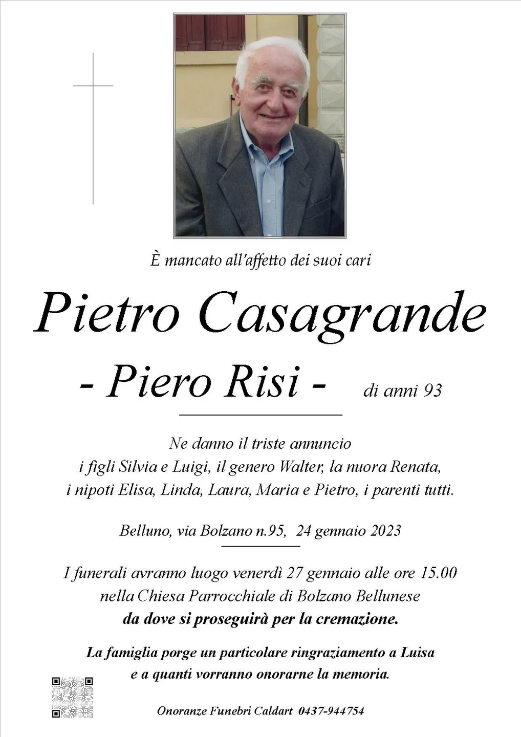 Epigrafe di Pietro Casagrande