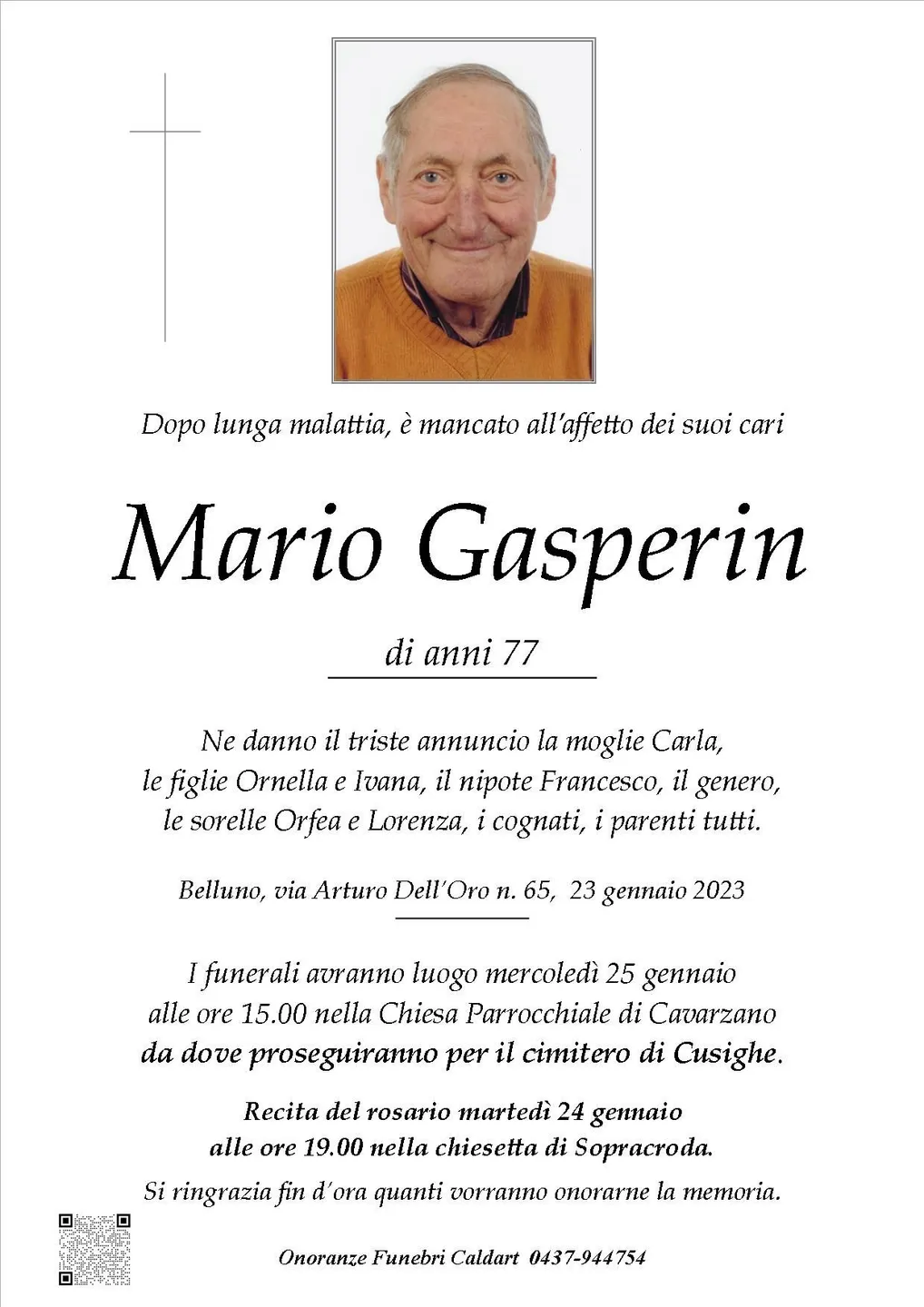 Epigrafe di Mario Gasperin