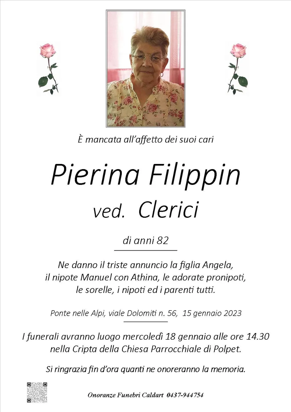 Epigrafe di Pierina Filippin