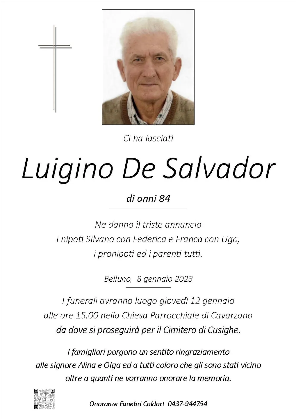 Epigrafe di Luigino De Salvador