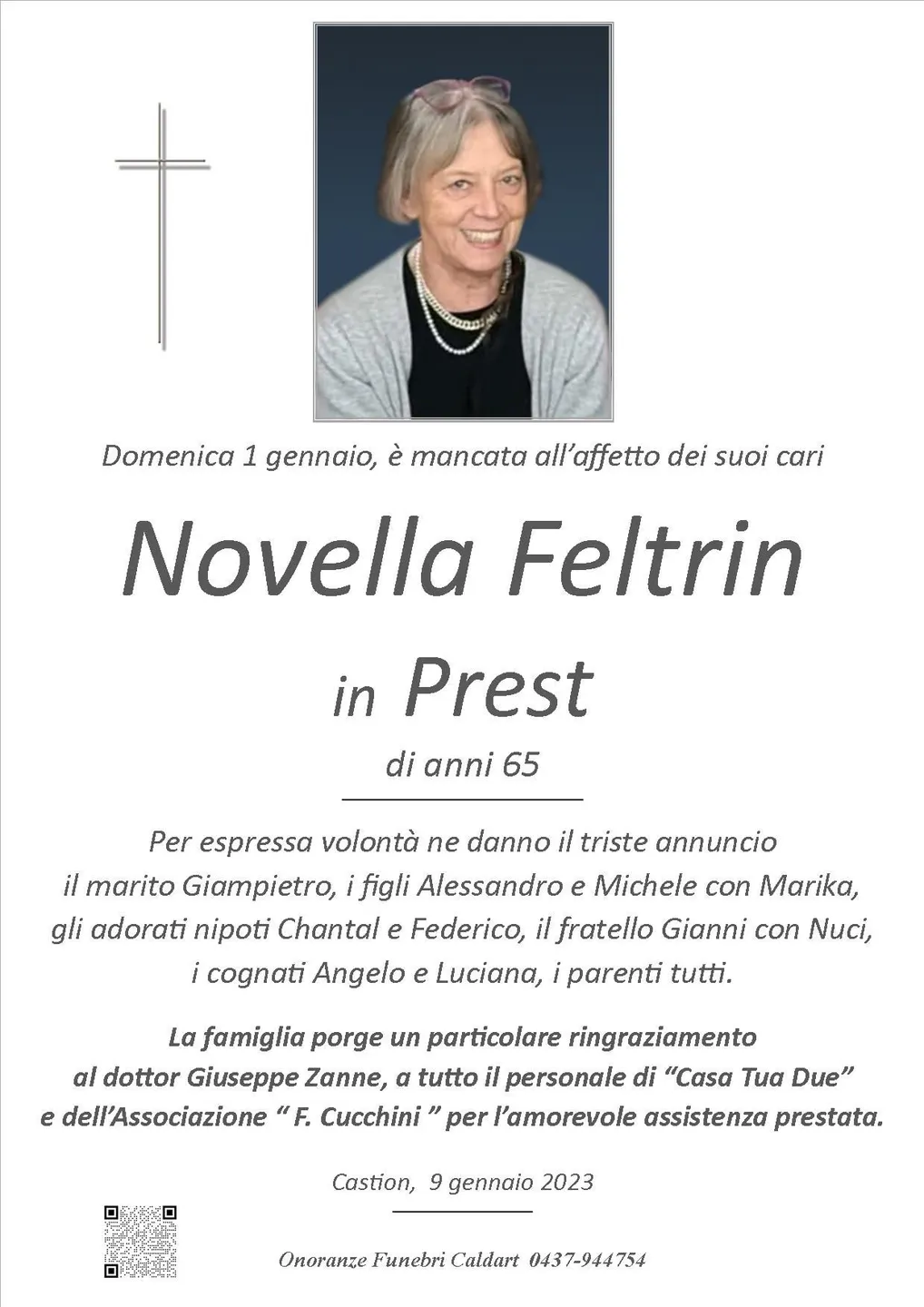Epigrafe di Novella Feltrin