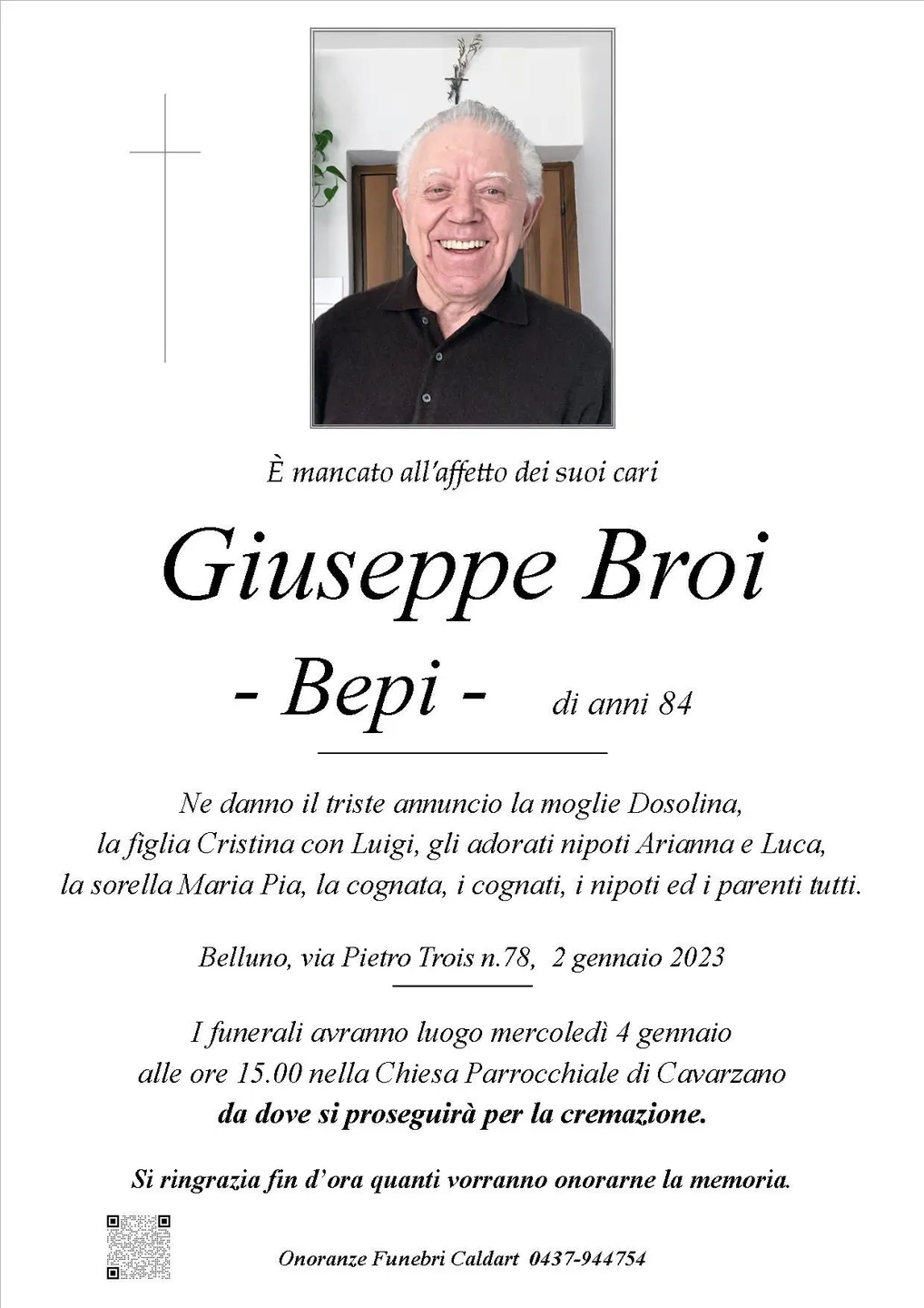 Epigrafe di Giuseppe Broi