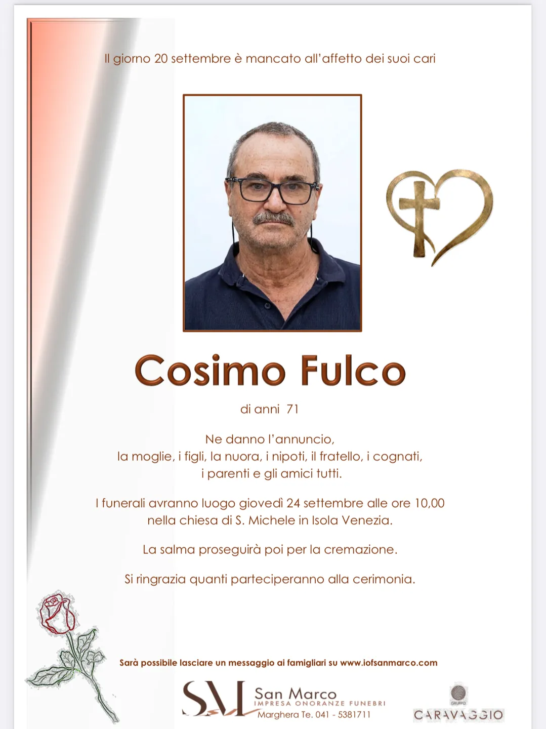 Manifesto funebre di Cosimo Fulco
