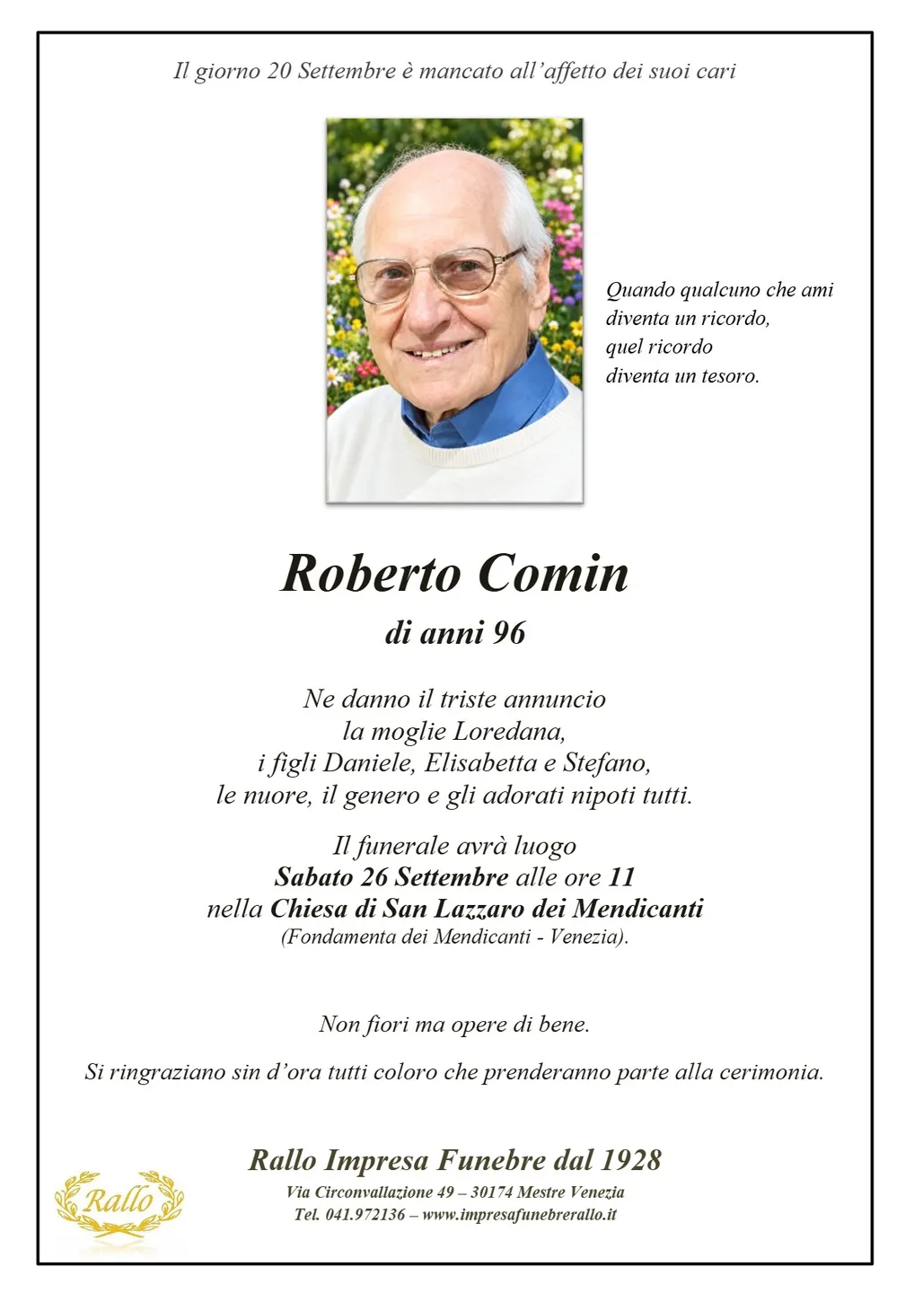 Manifesto di Roberto Comin