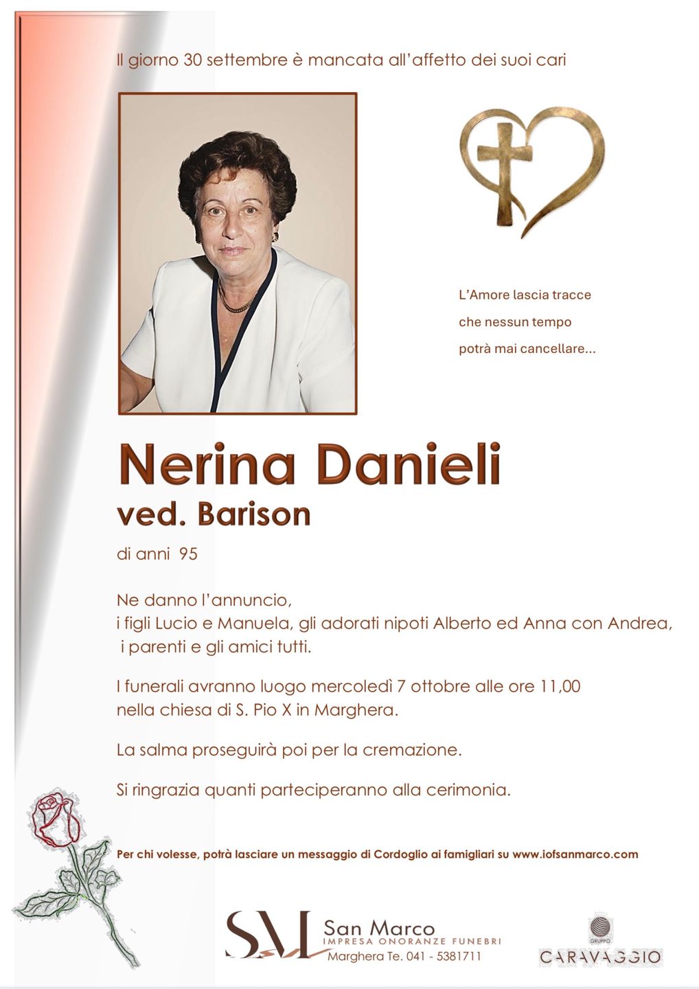 Manifesto funebre di Nerina Danieli
