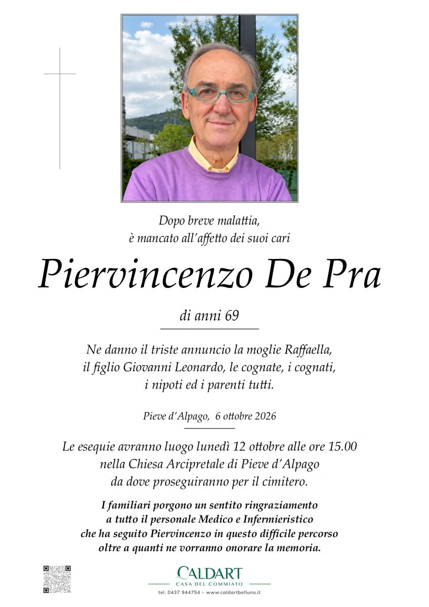 Epigrafe di Piervincenzo De Pra