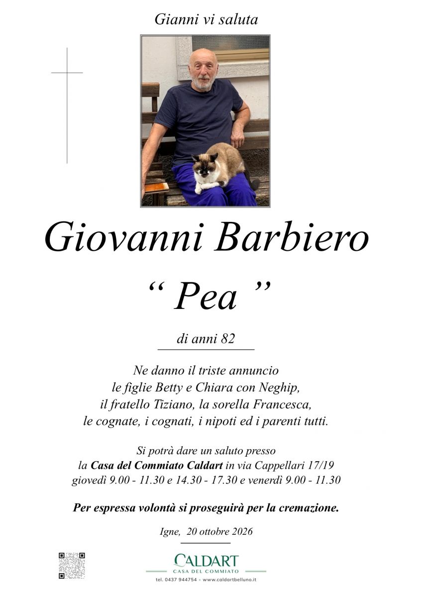 Epigrafe di Giovanni Barbiero