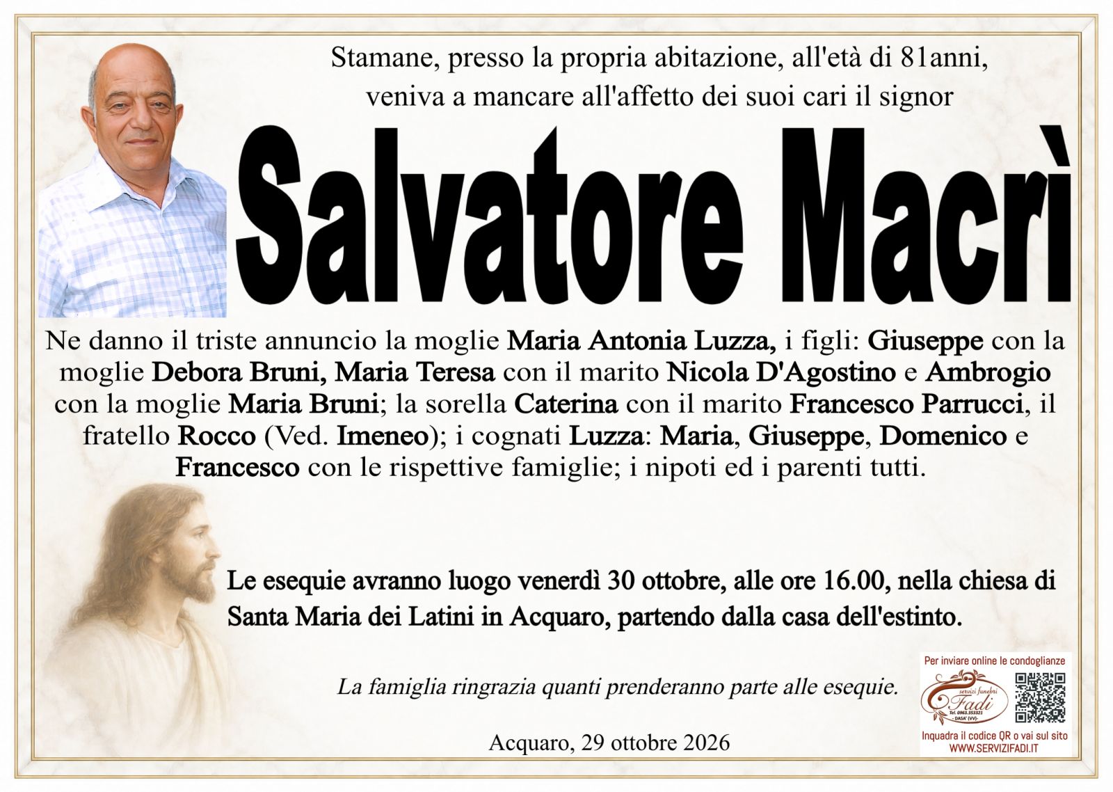 Manifesto di Salvatore Macrì