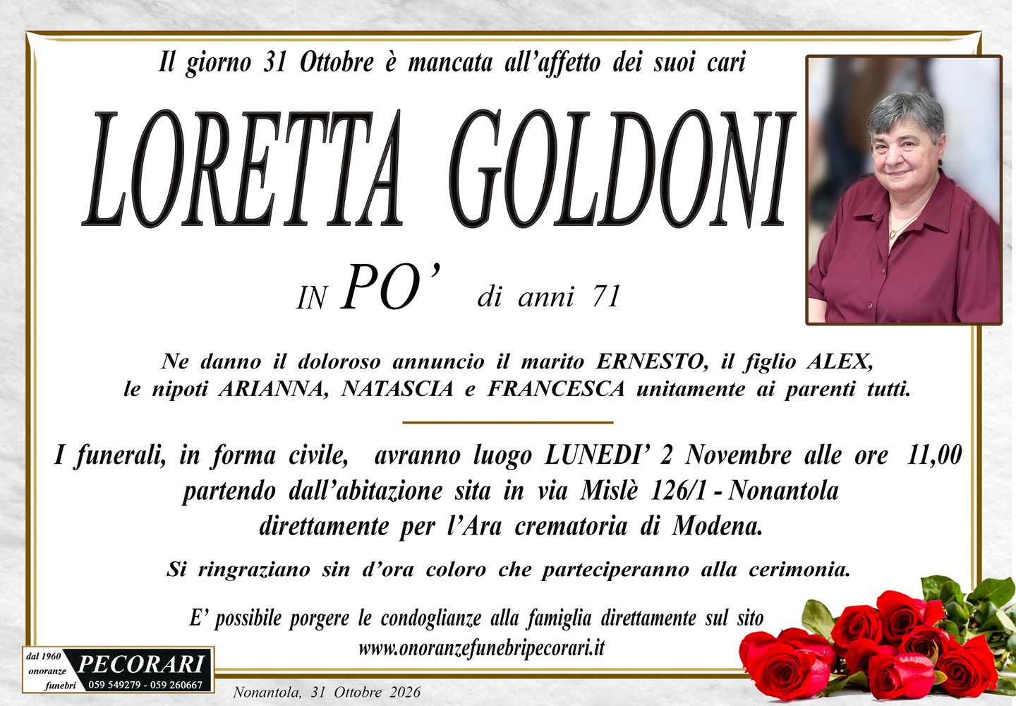 Epigrafe di LORETTA GOLDONI