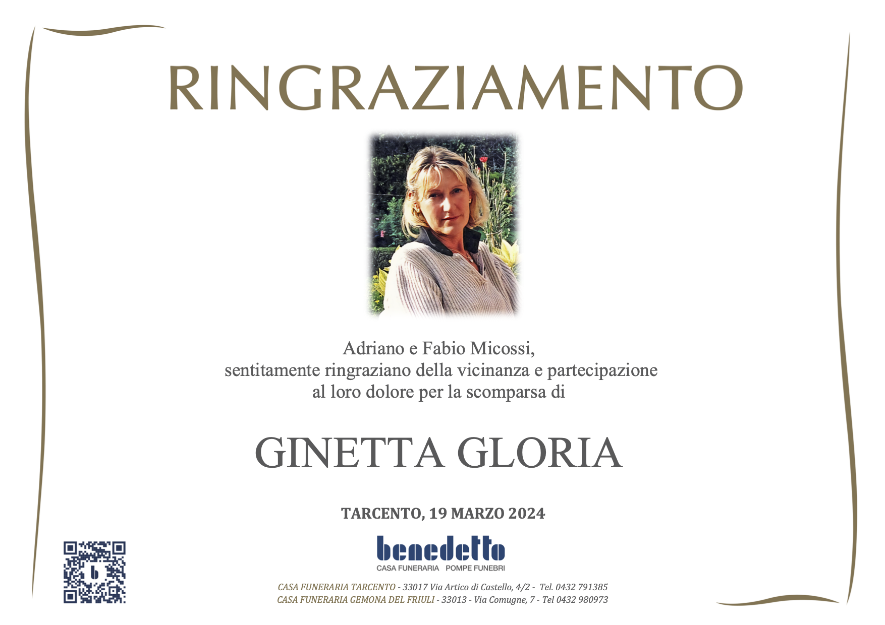 GINETTA GLORIA GREGORUTTI MICOSSI